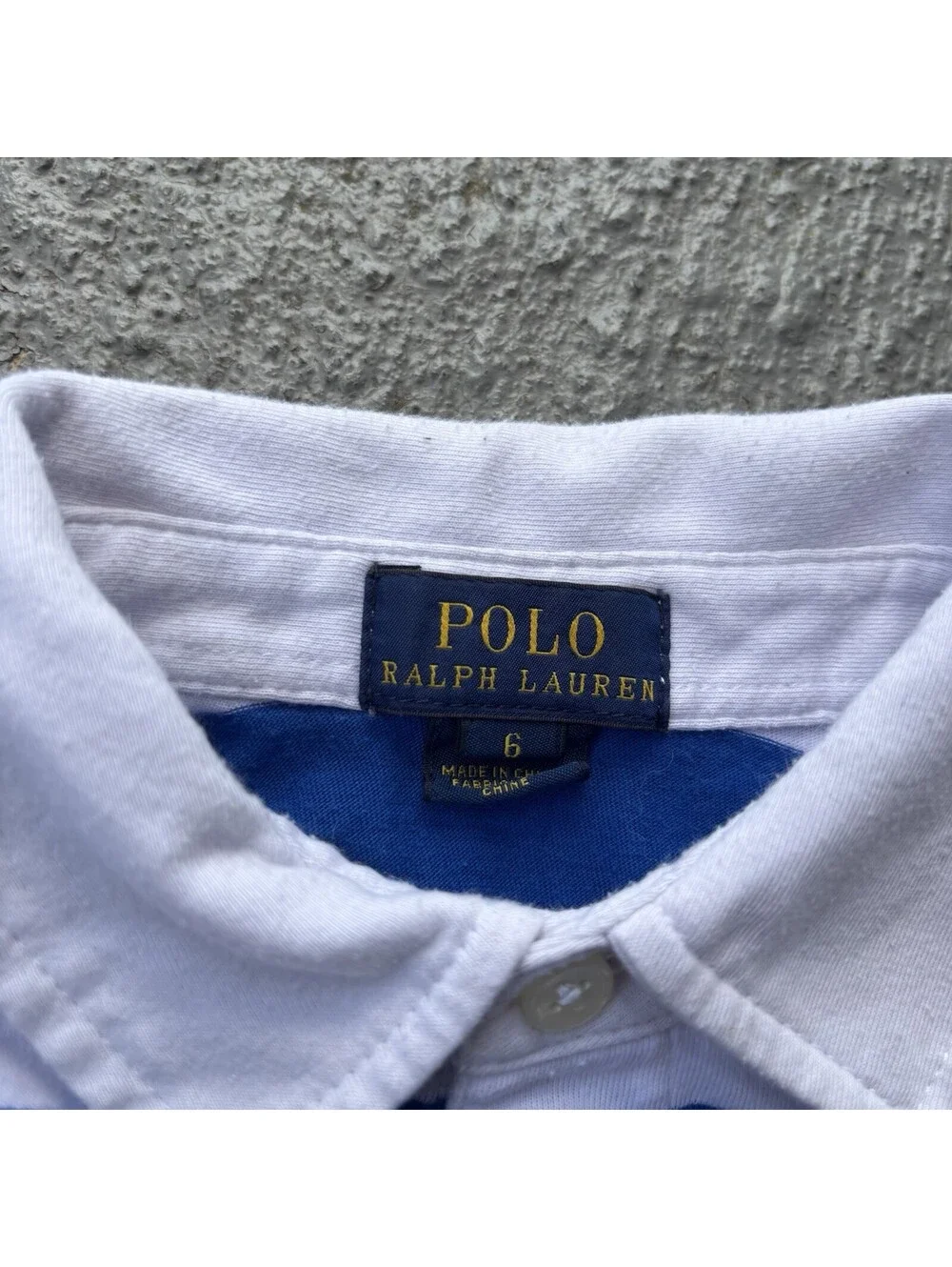 Vintage Polo Ralph Lauren KIDS Blue & White Stripe Button Collar Size 6